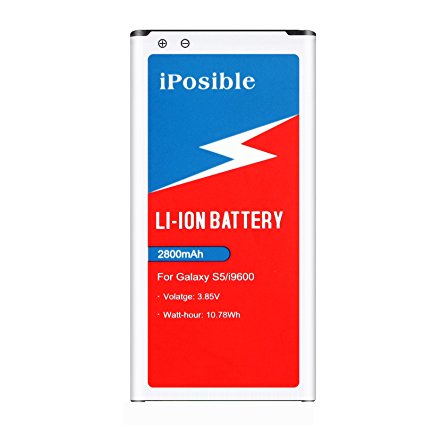 iPosible Galaxy S5 Battery | 2800mAh Replacement Li-Ion Battery for Samsung Galaxy S5 I9600 G900F G900V (Verizon) G900T (Tmobile) G900A (AT&T) G900P (Sprint) | S5 Spare Battery [24 Month Warranty]