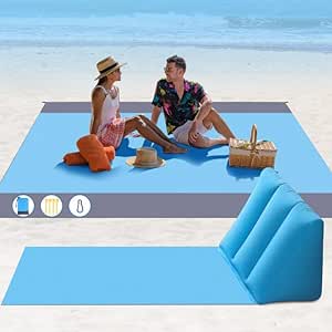 2 Pack Inflatable Beach Mat Lounge Chair - Flocking Camping Leisure Lounger Back Pillow - Portable Beach Reclining Lounger for Lawn Outdoors Camping Picnic Travel