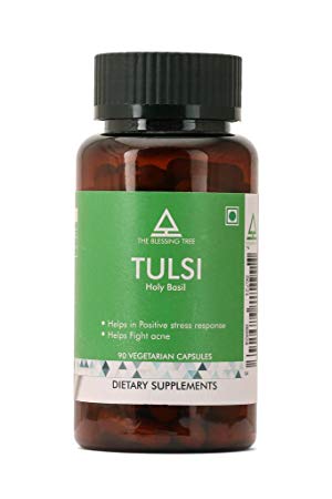Holy Basil Supplement-Tulsi (1000mg per Serving)-90 Veg Capsules with Adaptogenic Properties for Stress Relief. 100% Pure, Natural, Herbal and Ayurvedic from India.