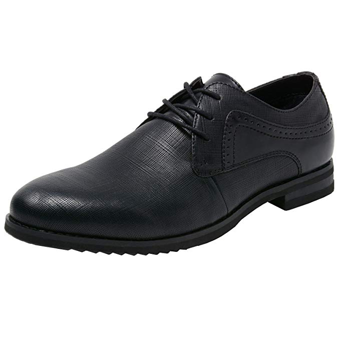 alpine swiss Double Diamond Men’s Saffiano Leather Lace-up Oxford Dress Shoes