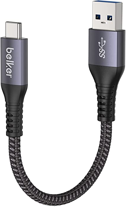 Belker USB C Cable Short 20cm/0.2M [10Gbps Data] USB3.1 Gen2 Type C Android Auto Cable QC3.0 3A USB A to C Fast Charger for Samsung Note20 Galaxy S22/S21/S20/S10 Galaxy Z Flip3 Pixel 6 Pro OnePlus 9