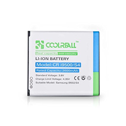 Coolreall 2600mAh Replacement Battery for Samsung Galaxy S4, i9500 (NFC Capable)
