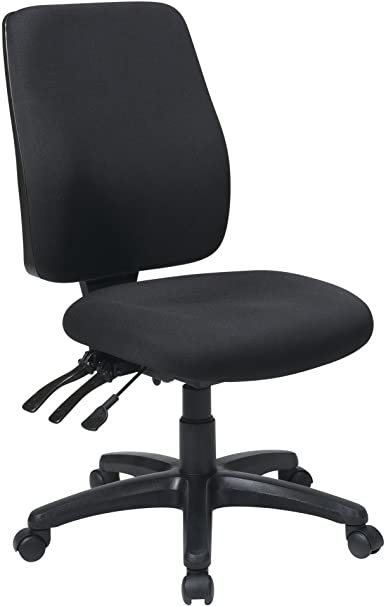 Office Star High Back Dual Function Ergonomic Chair with Ratchet Back Height Adjustment without Arms, Black