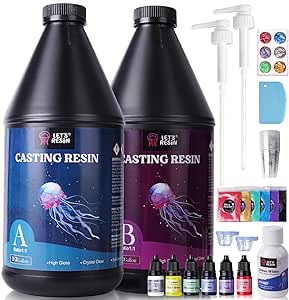 LET'S RESIN 1 Gallon Casting Epoxy Resin with Pumps, Crystal Clear Epoxy Resin Kit for Beginners, with Ocean White Paste, Color Pigment, for DIY Art, Craft,Jewelry,River Table