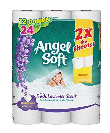 Angel Soft Toilet Paper, Lavender Scent, Bath Tissue, 12 Double Rolls