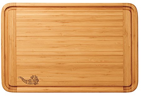 Totally Bamboo Malibu Groove Cutting Board with Cornucopia Design