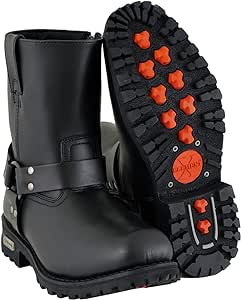 Xelement 1502 Men's 'Killa' Black Leather Zippered Harness Motorcycle Boots - 9