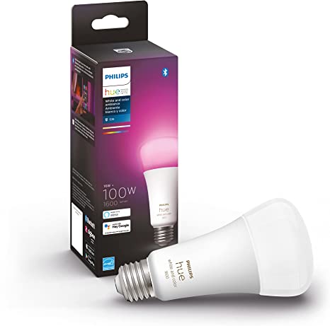 Philips Hue White and Color A21 High Lumen Smart Bulb, 1600 Lumens, Bluetooth & Zigbee Compatible (Hue Hub Optional), Compatible with Alexa & Google Assistant