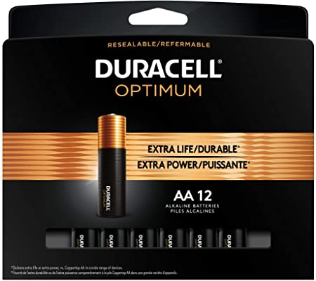 Duracell Optimum Alkaline AA Batteries - double A with Convenient, Resealable package - 12 count