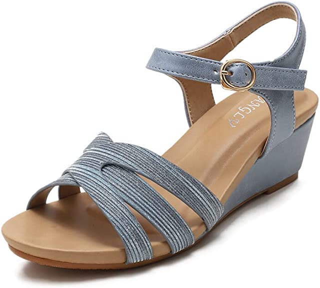 Kivors Women‘s Open Toe Elastic Ankle Strap Wedge Sandals HIgh Heel Fashion Comfortable Platform Sandals Summer Shoes Sandals
