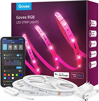 Govee 100ft Smart LED Strip Lights, WiFi RGB LED Lights Work with Alexa and Google Assistant, Color Changing Light Strip with Music Sync, App Controlled LED Lights for Bedroom, Party, Living Room