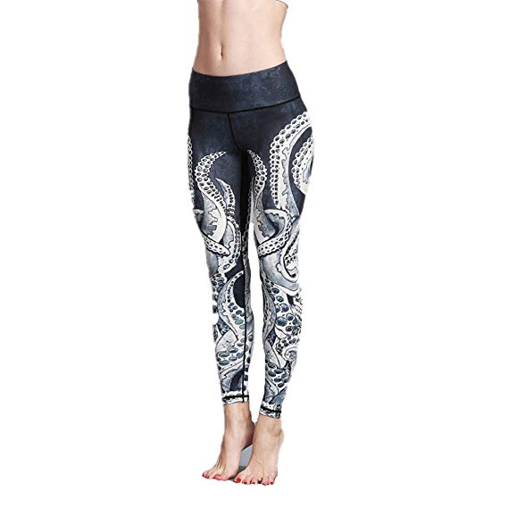 Yoga Leggings for Women High Waist, Morbuy Sport Running Gym Workout Fitness Plus Size Pants Ladies Compression Stretch Tights (S, Octopus)