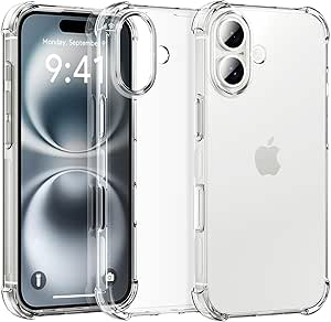 for iPhone 16 Plus Case Clear, Ultra [Slim Thin] Flexible Scratch Resistant TPU Gel Rubber Soft Skin Silicone Shockproof Protective Phone Case Cover for iPhone 16 Plus 6.7'' (Clear)