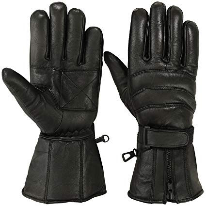 Mens Motorbike Gloves Cold Weather Motorcycle Riding Glove Genuine Leather Black