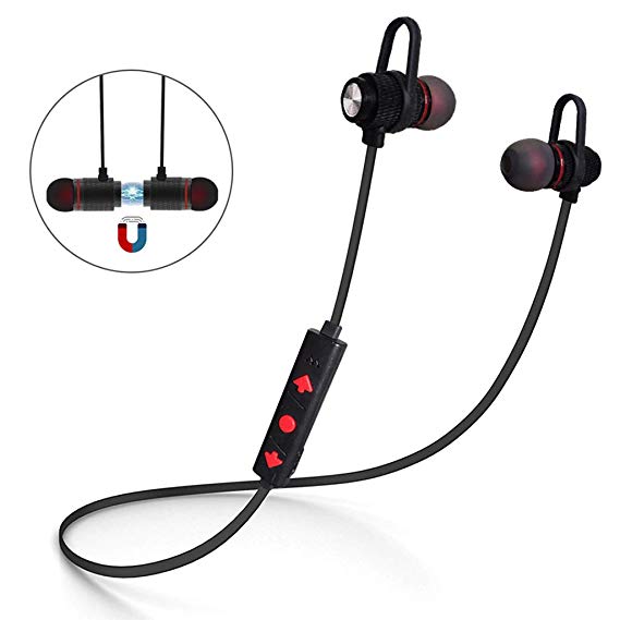 Bluetooth Headphones, Stereo Magnetic Wireless Sport Earphones Bluetooth 4.2 w/Mic and Secure Fit Noise Isolating Headsets IPX5 Sweatproof in Ear Earbuds for Workout, Running, Gym