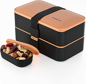 Premium Bento Lunch Box in 8 Modern Colors - 2 Compartments, Leak-proof - Includes Sauce Cup, Divider, Cutlery & Chopsticks - 40oz Japanese Bento Box for Adults & Kids - Zero Waste & Food-Safe