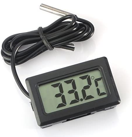 ARCELI Digital LCD Thermometer Temperature Monitor with External Probe for Fridge Freezer Refrigerator Aquarium -Black