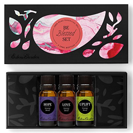 Be Blessed Essential Oil Set- 100% Pure Therapeutic Grade Aromatherapy Oils- 3/ 10 ml of Hope, Love, Uplift by Edens Garden