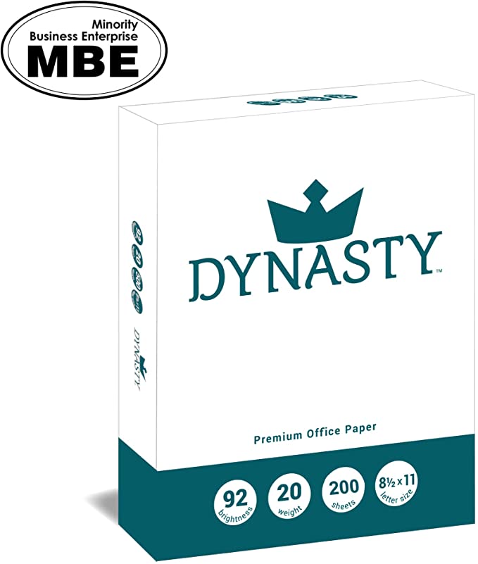 Dynasty Copy Paper, White Paper, 8.5 x 11, Letter, 92 Bright, 200 Sheet Ream - Diversity Product, MBE Certified