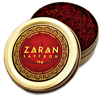 Zaran Saffron, Superior Saffron Threads (Premium) All-Red Saffron Spice (Highest Quality Saffron for you Paella, Risotto, Golden Milk, and Persian Rice and Tea) (Persian, 10 Grams)