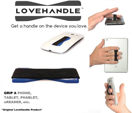 Love Handle (Sling Grip) - Blue Base With Black Strap - As Seen On TV - LoveHandle Universal Grip / Tablet Grip / Phone Grip - TRENDE