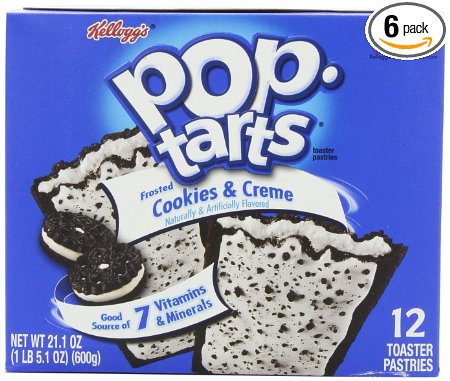 Pop-Tarts, Frosted Cookies & Cream, 12-Count Tarts (Pack of 6), 21.1oz
