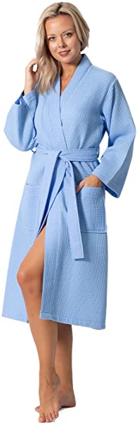 Turkish Linen Waffle Knit Lightweight Kimono Spa & Bath Robes for Women - Quick Dry - Soft