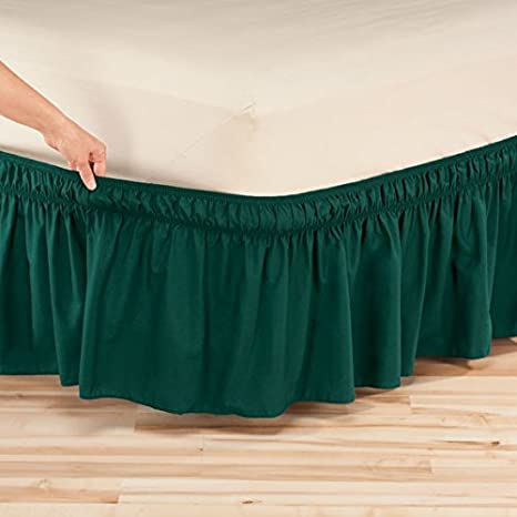 Madison Industries Wrap Around Bed Ruffle (Hunter Green, Twin Extra Long)