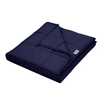 ZonLi Weighted Blanket (15lbs for 130-180 lbs, 48''x72'', Navy Blue) for Adults Women, Men, Youths | Premium Cotton with Glass Beads