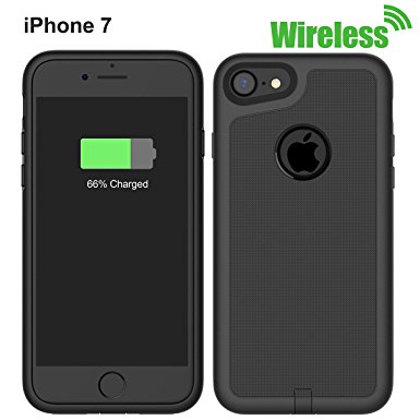 NeWisdom Qi Wireless Charging Case for iPhone 7 with Built-in Wireless Charger Receiver, Protective Back Cover with Flexible Lightning Connector for Apple iphone7 4.7 inch, Gift Packing