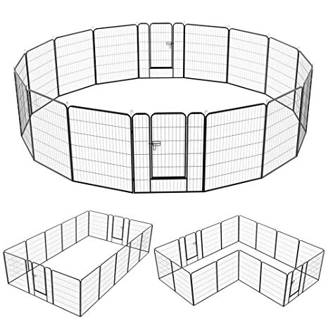 Yaheetech Heavy Duty Foldable Metal Pet Dog Puppy Cat Exercise Fence Barrier Playpen Kennel, Outdoor & Indoor,16 Panels/8 Panels