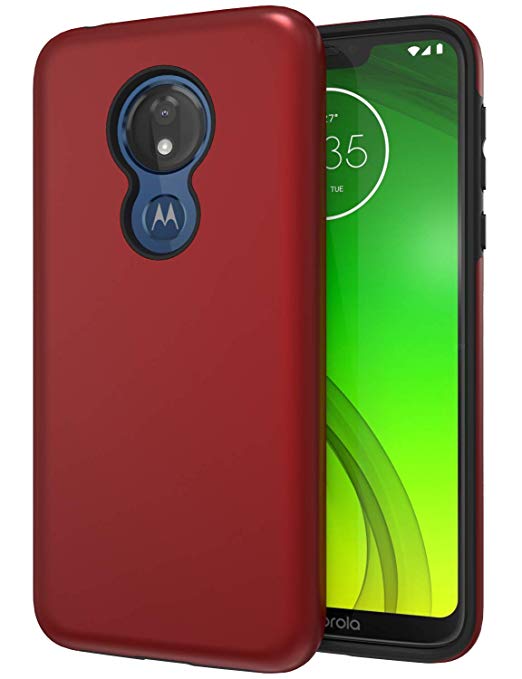 Moto G7 Power Case, Moto G7 Power Cover, Slim-fit Shockproof Anti-Scratch Anti-Fingerprint Protective Case Cover for Motorola Moto G7 Power, Red