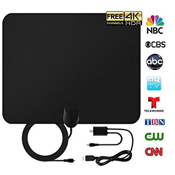 TV Antenna, Blimark HD Digital HDTV Indoor Antenna 4K 1080P 720P 50-80 Miles Range with Detachable Amplifier Signal Booster and 10ft Coax Cable HDTV Antenna Free For All TV