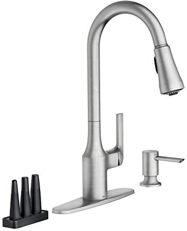 Moen Milton Single-Handle Pull Down Sprayer Kitchen Faucet with Reflex and Power Clean Attachments in Spot Resist Stainless 87114SRS