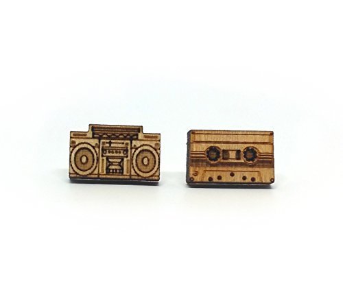 Boombox and Tape, Handmade, Earrings ...Made in the USA