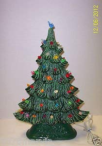 17" Green Ceramic Christmas Tree Lights Up
