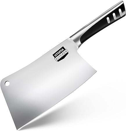 Utopia Kitchen 9 Inch Cleaver Kitchen Knife Chopper Butcher Knife Stainless Steel for Home Kitchen and Restaurant (Black)