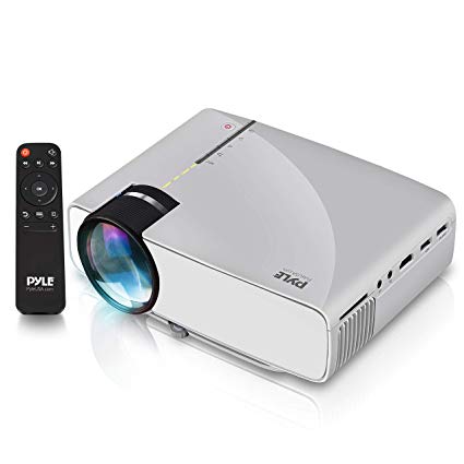 Portable Multimedia Home Theater Projector - Compact HD 1080p High Lumen LED w/USB, HDMI, 50” to 130” Inch Adjustable Screen in Your Mac or PC, Built-in Stereo Speaker and Remote Control - Pyle