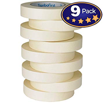 General Purpose Masking Tape for Home and Office, 0.94-Inch x 60 Yards, 9 Rolls by TIANBO FIRST