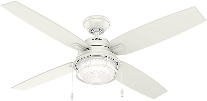 Hunter Indoor / Outdoor Ceiling Fan with LED Light and pull chain control - Ocala 52 inch, White, 59240