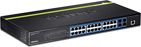 TRENDnet 24-Port Gigabit Layer 2 Switch with 4 Shared Mini-GBIC Slots, 48 Gbps Switching Capacity, SNMP, Lifetime Protection, TL2-G244