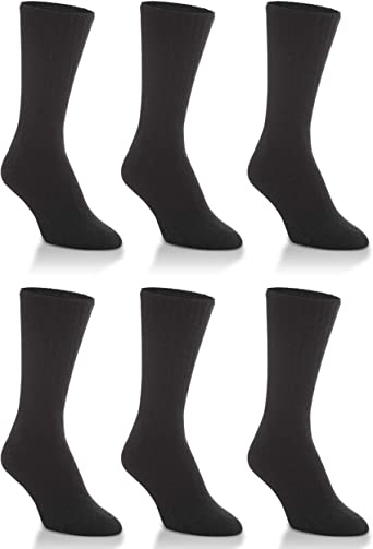 Worlds Softest Socks Men's/Women's Classic Collection Black Large Crew Cut - 6 Pack