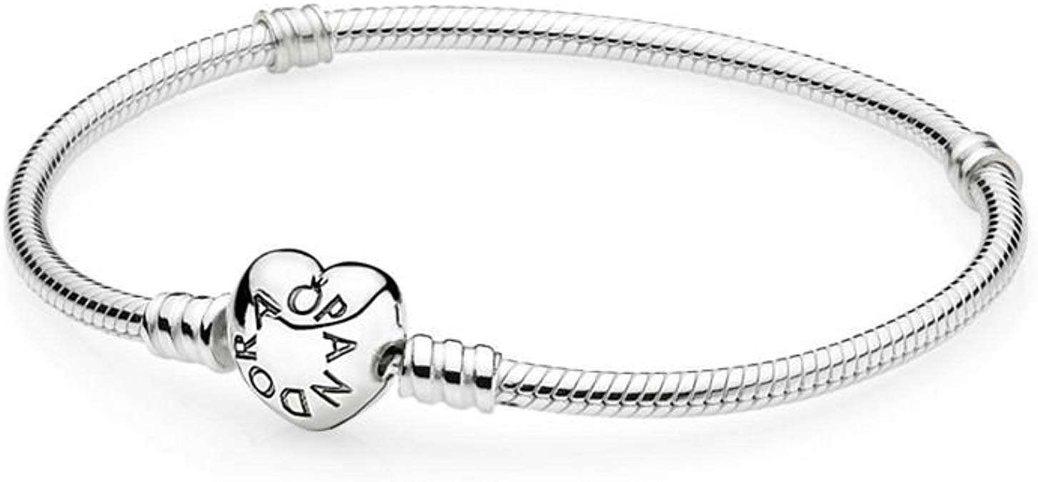 PANDORA 590719-17 Sterling Silver Heart Clasp Bracelet, 6.7"