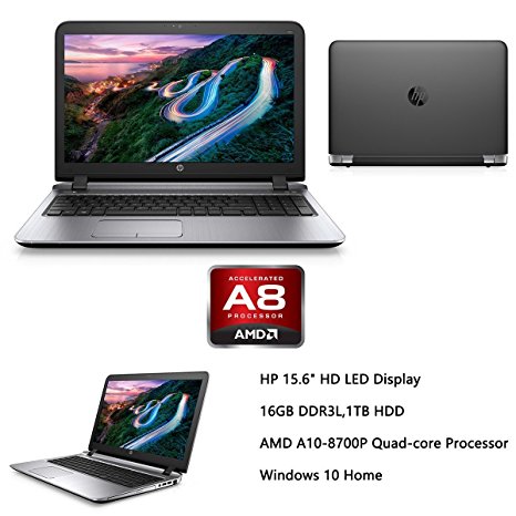 2016 HP Probook 15.6" Premium High Performance Laptop, AMD Quad Core A10-8700P up to 3.2GHz, 16GB RAM, 1TB HDD, AMD Radeon R6 Graphics, DVD /-RW, HDMI, VGA, Bluetooth, Wifi, Webcam, Windows 10