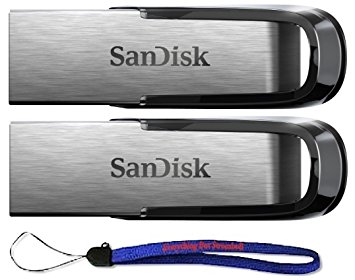 SanDisk Ultra Flair USB (2 Pack) 3.0 64GB Flash Drive High Performance up to 150MB/s - with (1) Everything But Stromboli (tm) Lanyard