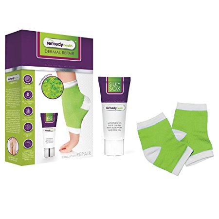 Remedy Health Foot, Heel and Callus Repair Kit - Cracked Heels and Calluses Treatment Cream and Silky Sox Gel Foot Sleeves