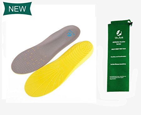 Dr.Seth Arch support insoles ,Orthotic Insoles Excellent Shock Absorption and Cushioning for Feet Relief, Memory Foam Sports Insoles for Men & Women (M: 6~10 US Women's)