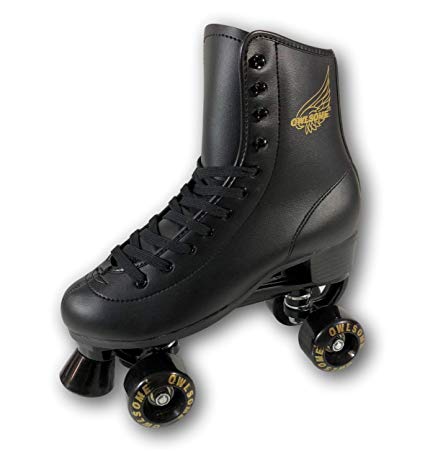 Owlsome Classic High Top Boot Style Soft Faux Leather Roller Skates For Adult & Youth