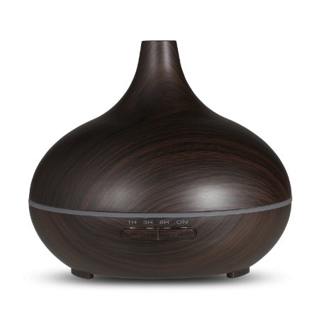 Essential Oil Diffuser Euph Wood Grain 300ml Ultrasonic Diffuser Cool Mist Humidifier With Color LED Lights Changing for Home Yoga Office Spa BedroomBaby Room