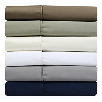 Solid Navy Split-Top -California King: Adjustable California King Bed Size Sheets, 4PC Bed Sheet Set, 100% Cotton, 300 Thread Count, Sateen Solid, Deep Pocket